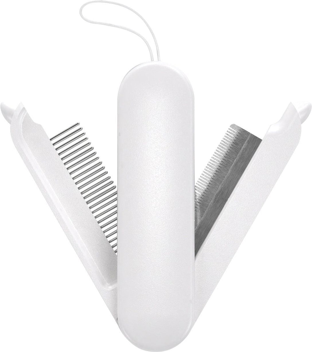 2-in-1 Swivel Travel Grooming Comb and Deshedder for Dogs and Cats