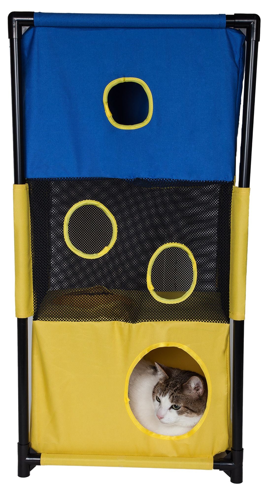 Pet Life Kitty-Square - 3-Level Collapsible Cat Play House