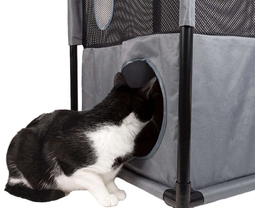 Pet Life Kitty-Square - 3-Level Collapsible Cat Play House