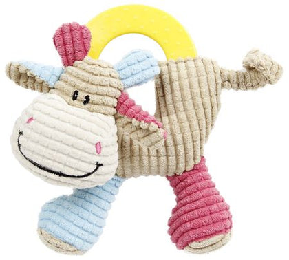 Cute Cow Plush Teething Toy with Squeaker for Puppies and Kittens