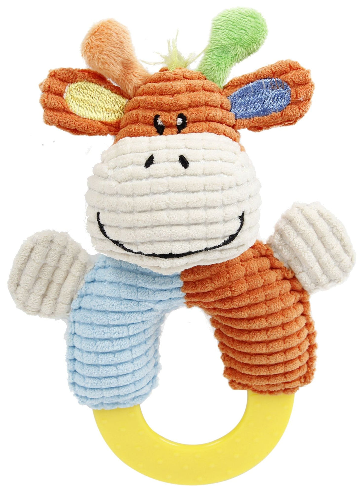 Plush Squeaker Toy with Rubberized Teething Ring for Puppies and Kittens