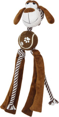 Rope Tug Dog Toy with Squeaker, Crinkle Legs, and Tennis Ball