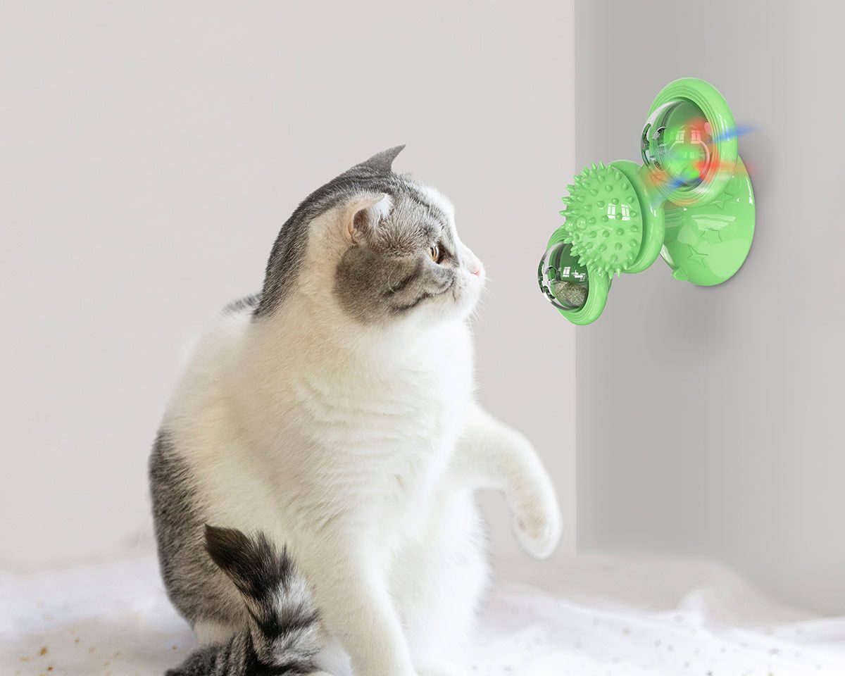 Pet Life Windmill Rotating Suction Cup Cat Toy