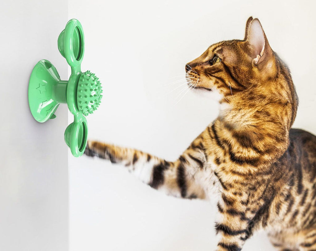 Pet Life Windmill Rotating Suction Cup Cat Toy