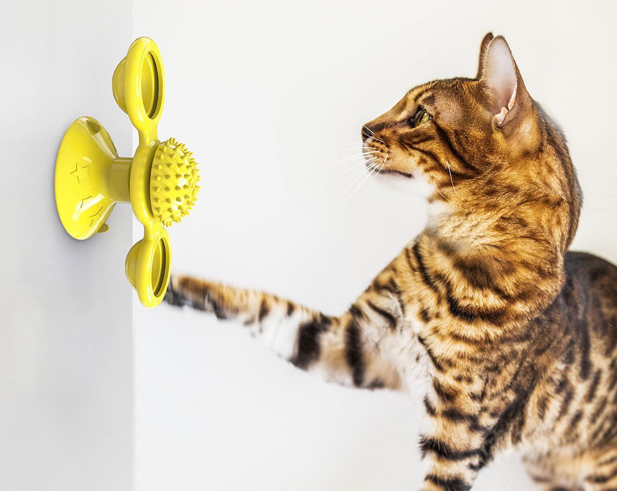 Pet Life Windmill Rotating Suction Cup Cat Toy