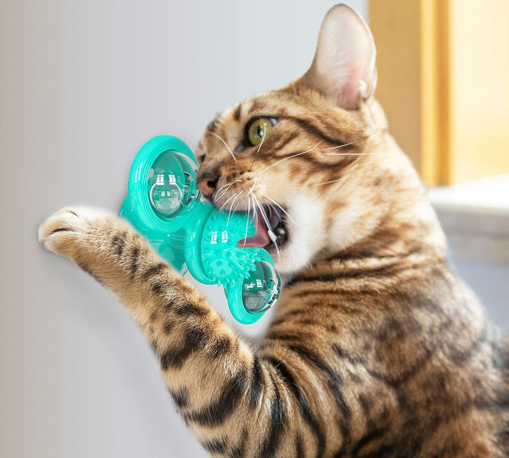 Pet Life Windmill Rotating Suction Cup Cat Toy