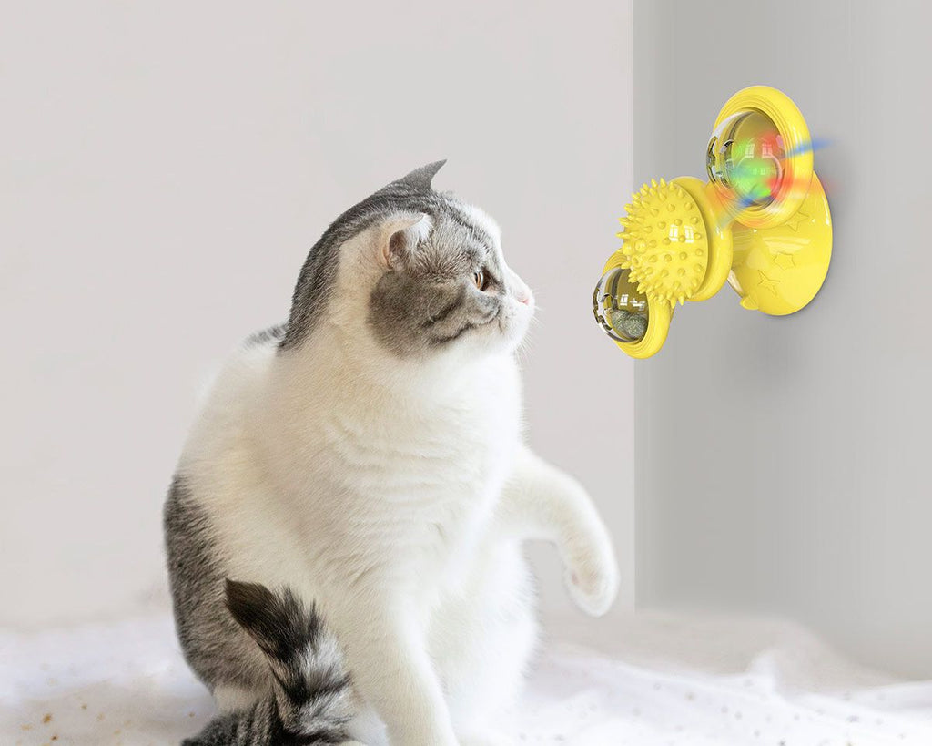 Pet Life Windmill Rotating Suction Cup Cat Toy