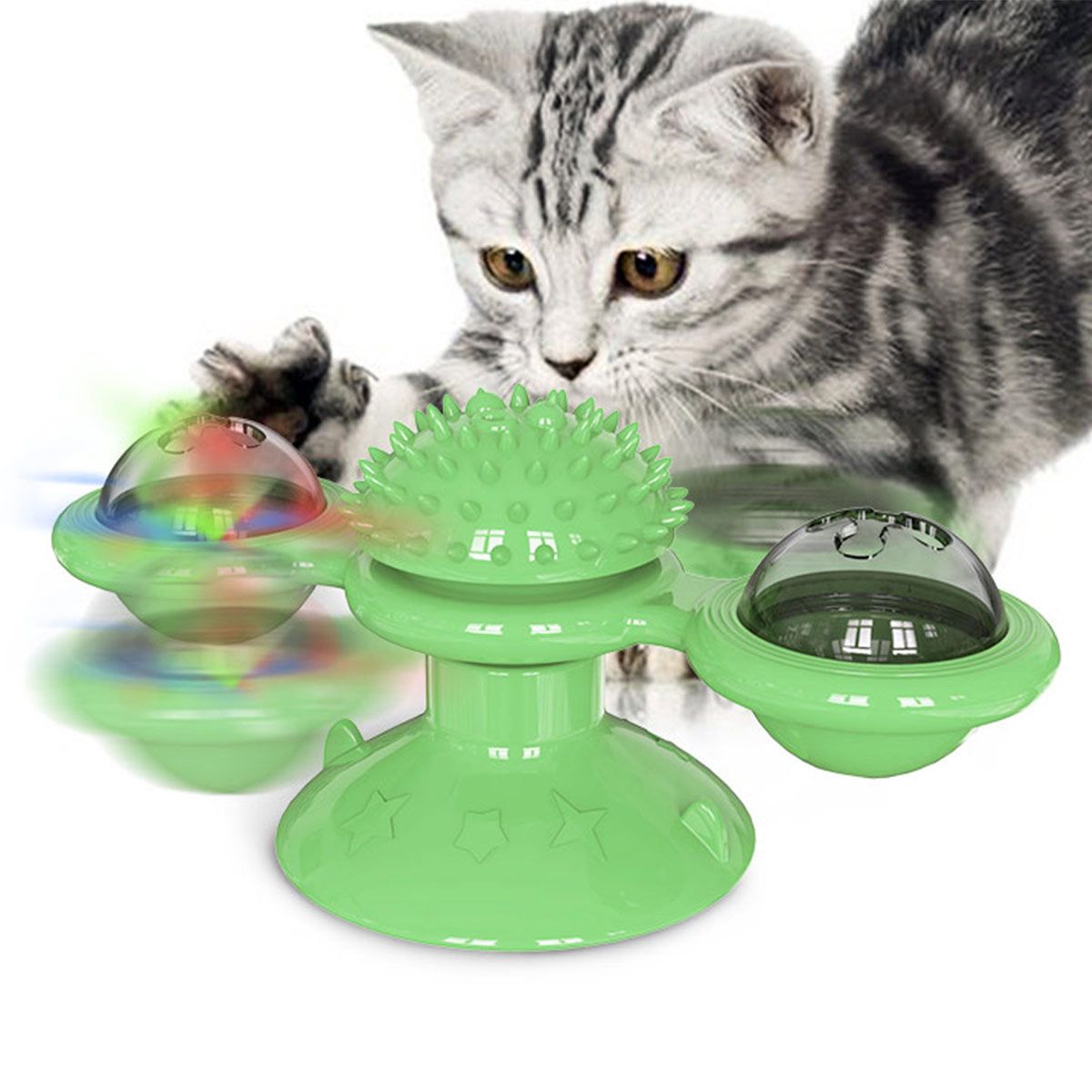 Pet Life Windmill Rotating Suction Cup Cat Toy