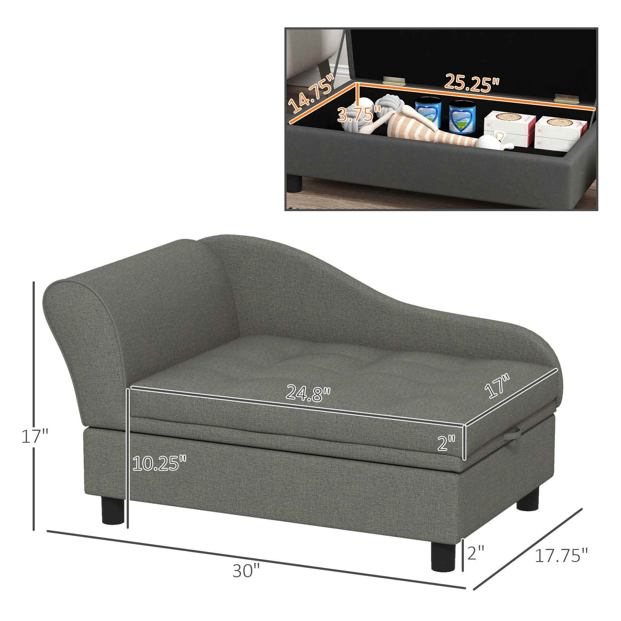 Cozy Tufted Pet Sofa with Storage for Small Dogs