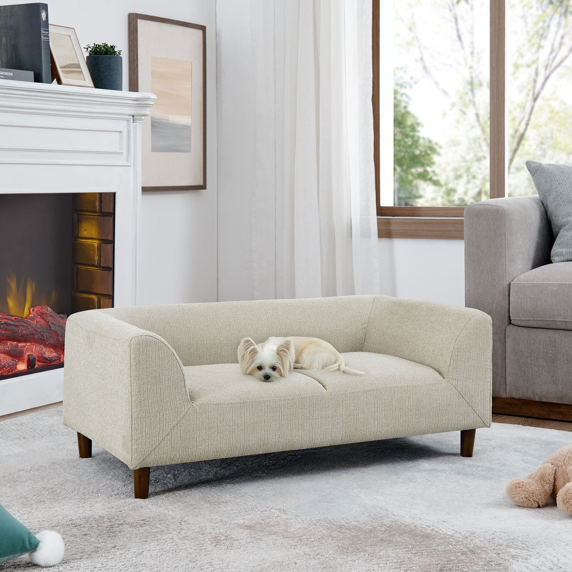Give Your Pup the Perfect Spot to Lounge – Modern Pet Sofa with Backrest & Armrests