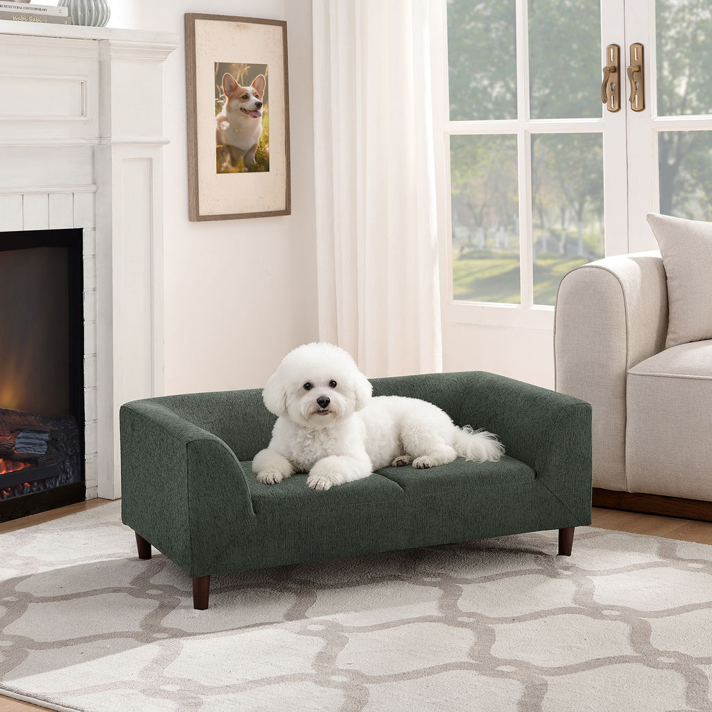 Give Your Pup Their Own Cozy Olive Green Sofa with Backrest & Armrests
