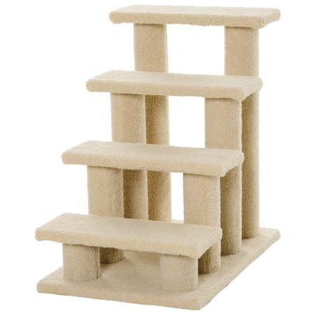 4-Step Carpeted Pet Stairs with Scratching Posts for Cats and Small Dogs