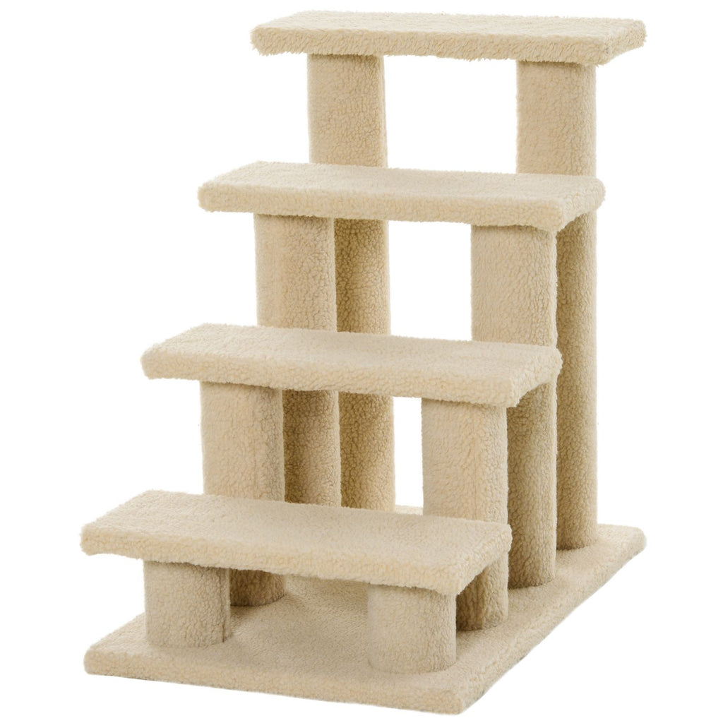 4-Step Carpeted Pet Stairs with Scratching Posts for Cats and Small Dogs