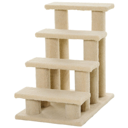 4-Step Carpeted Pet Stairs with Scratching Posts for Cats and Small Dogs