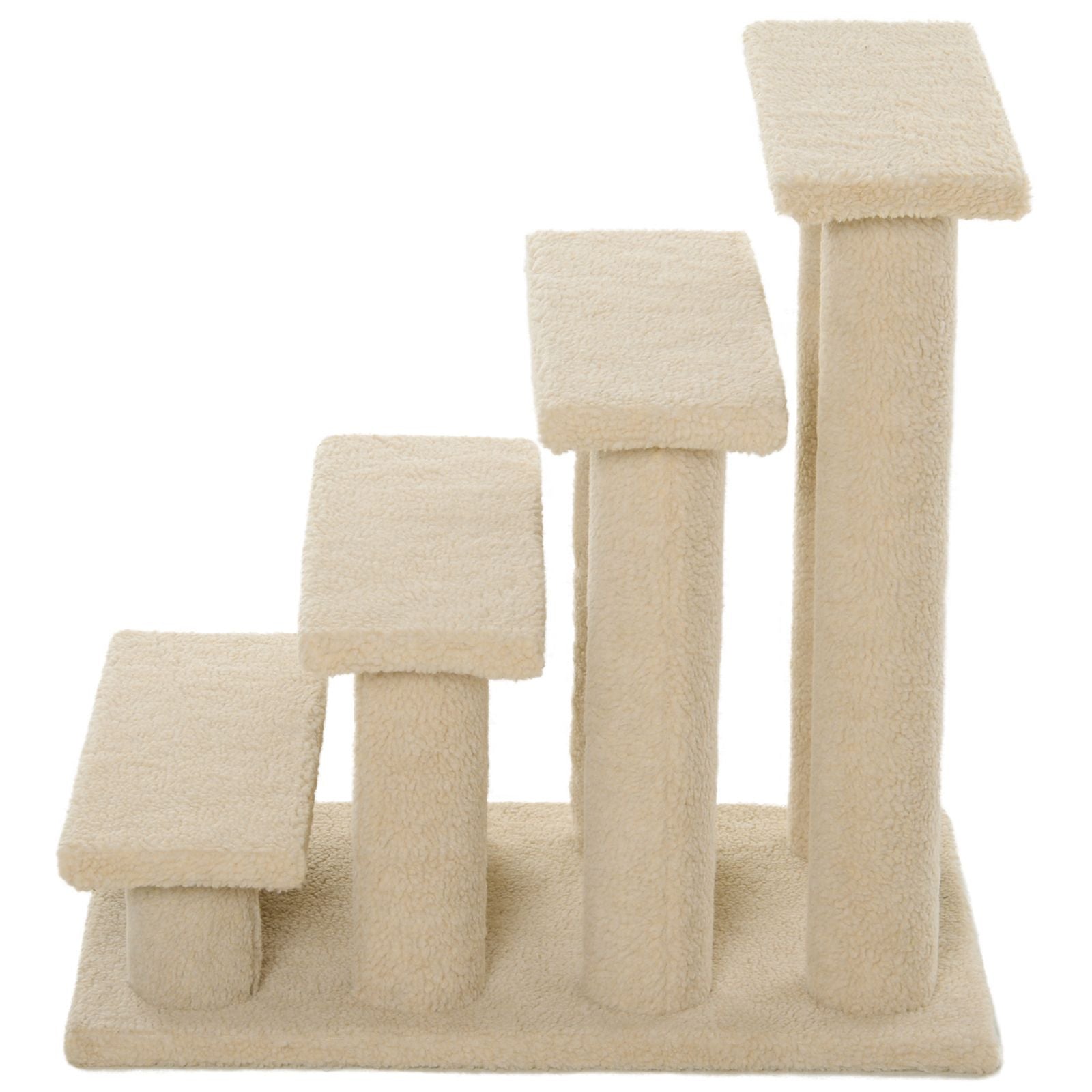 4-Step Carpeted Pet Stairs with Scratching Posts for Cats and Small Dogs