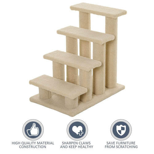 4-Step Cat and Dog Stairs with Scratching Posts