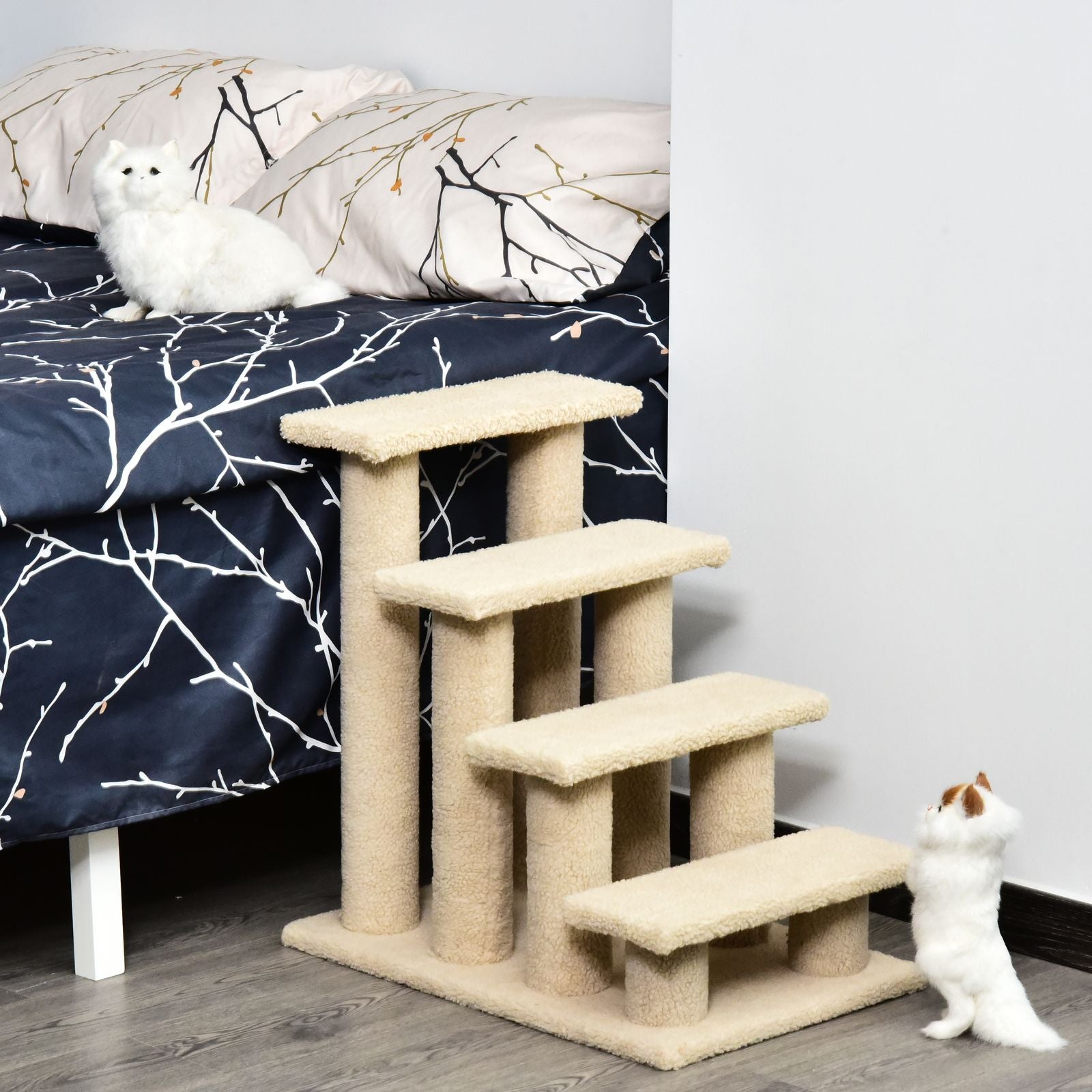 4-Step Cat and Dog Stairs with Scratching Posts