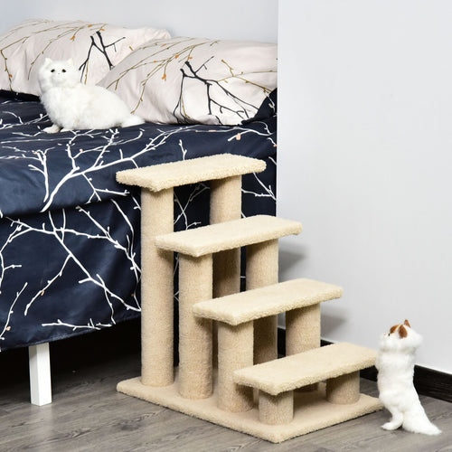 4-Step Cat and Dog Stairs with Scratching Posts