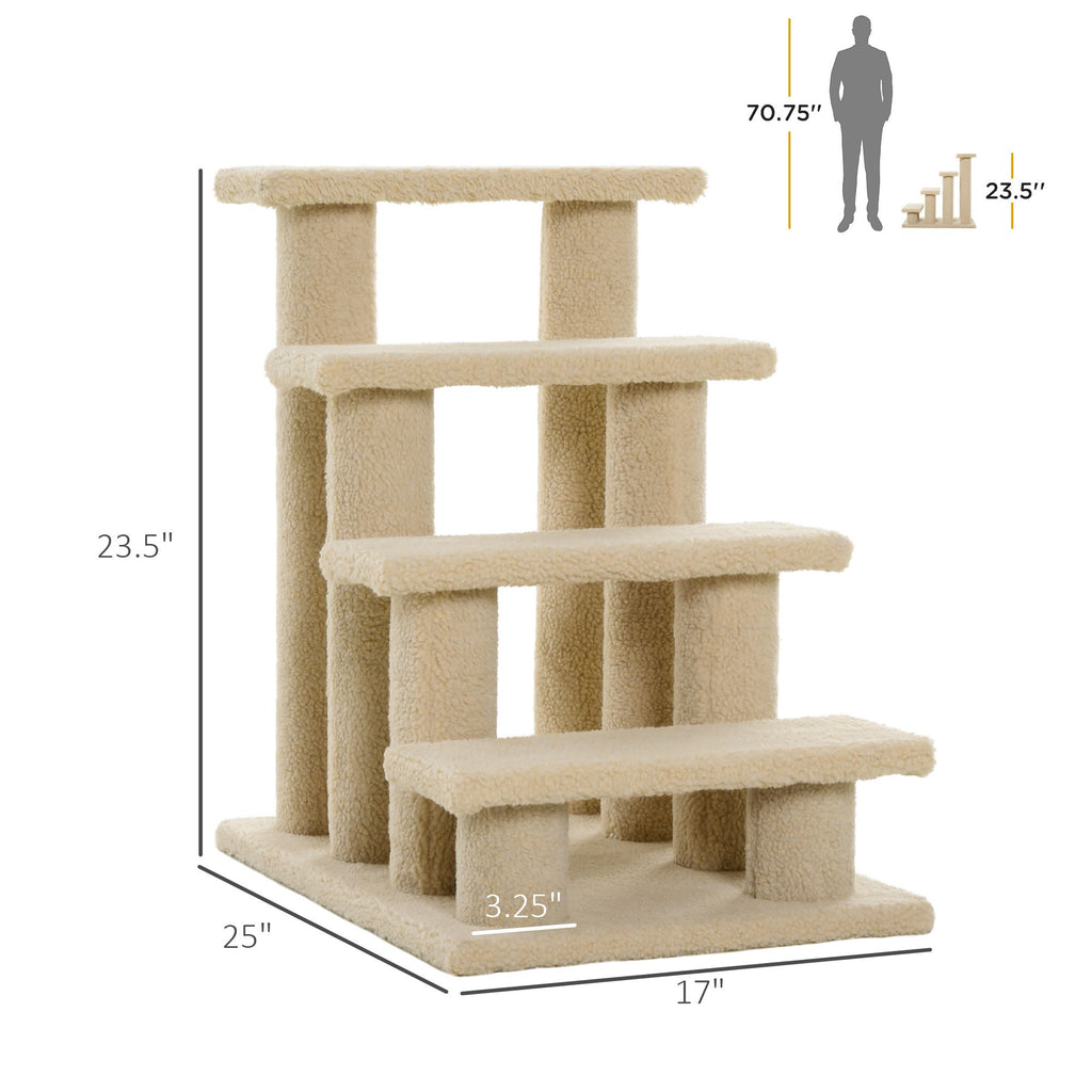 4-Step Cat and Dog Stairs with Scratching Posts
