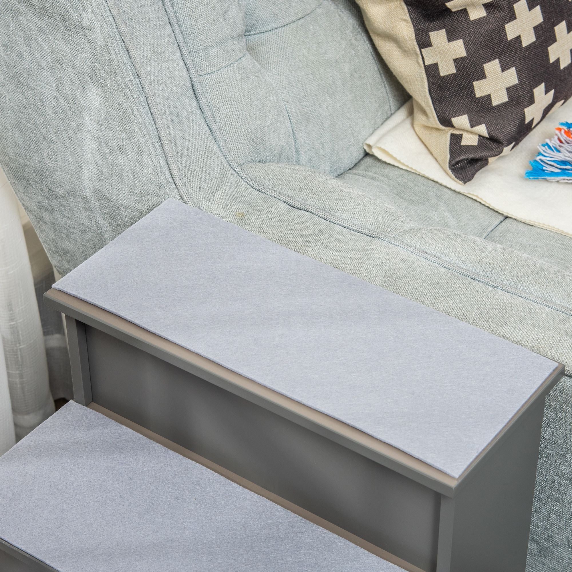 Pet Stairs, Small Dog Steps for Couch Bed with Cushioned Removable Covering, 15.75" x 23.25" x 21.25", Grey