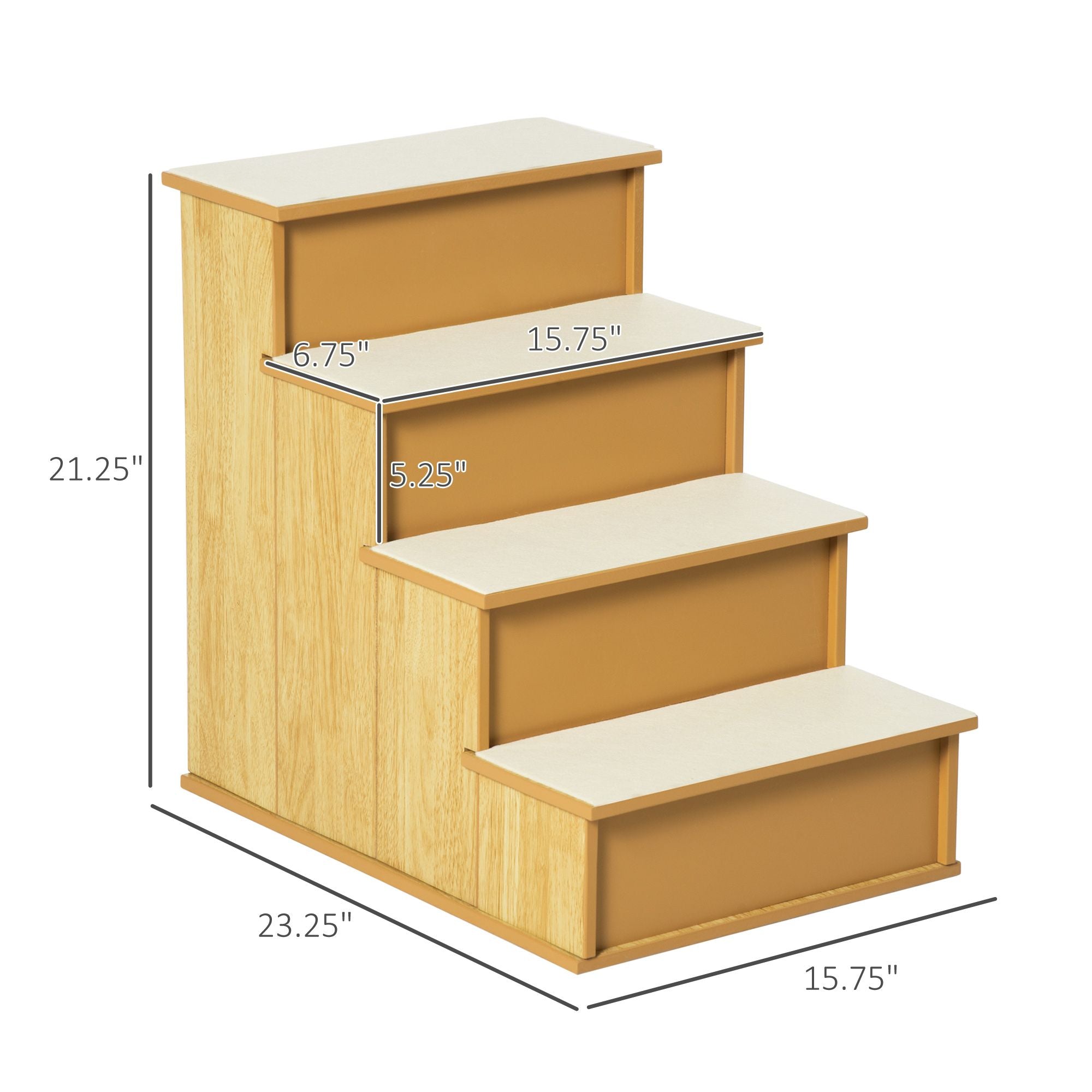 Pet Stairs, Small Pet Steps with Cushioned Removable Covering for Dogs and Cats Up To 22 lbs, Natural