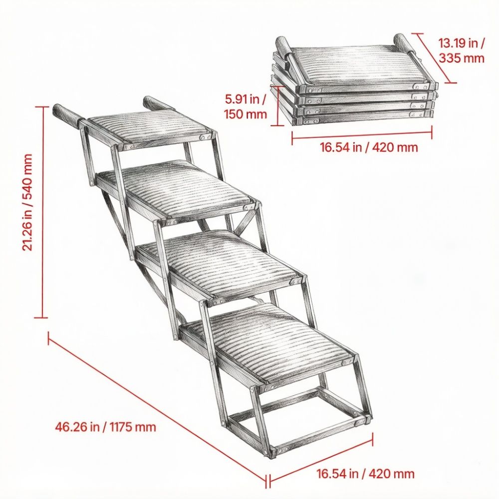 Pet Stairs with Adjustable Height for Outdoor