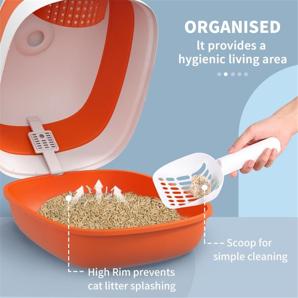 Enclosed Cat Litter Box with Air Freshener and Litter Grate
