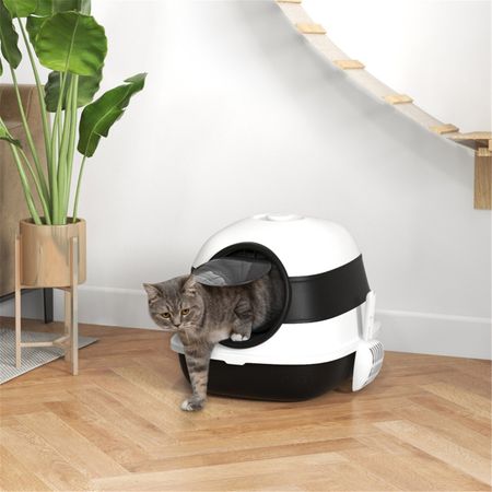 Enclosed Cat Litter Box with Air Freshener and Litter Grate