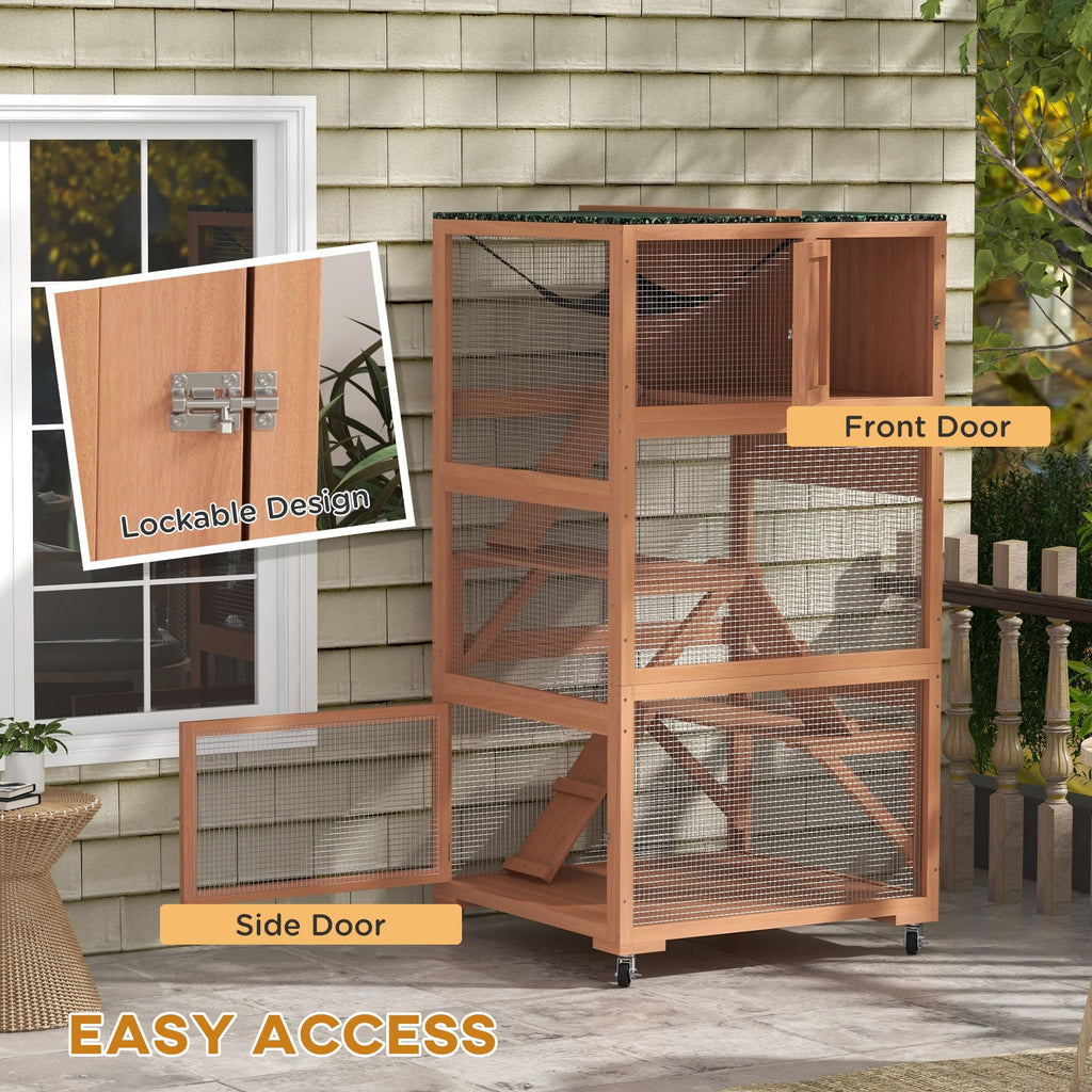 Multi-Level Cat Climbing Tower with Ramp, Hammock, and Sleeping Box