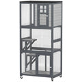 Three-Level Weatherproof Cat Climbing Tower with Rolling Wheels