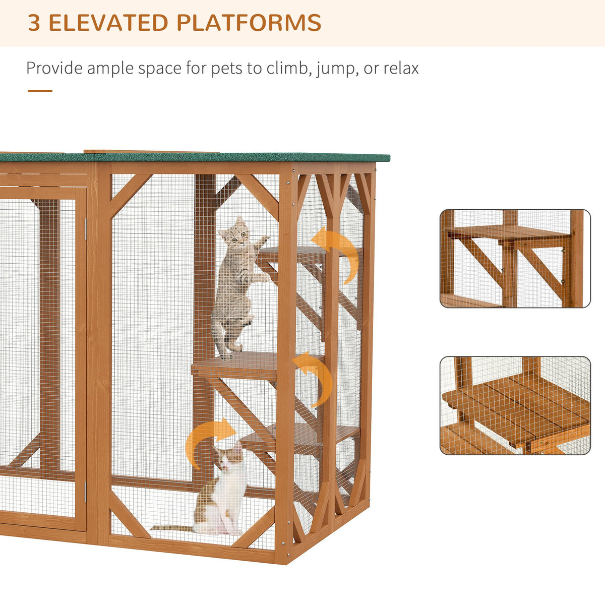 Multi-Level Cat Enclosure with Platforms and Wide Entry