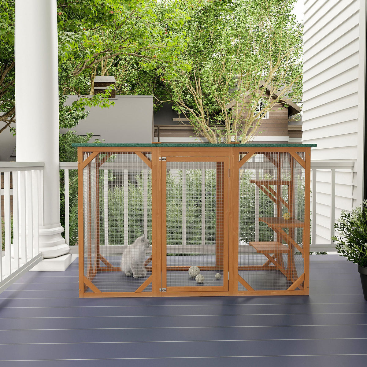 Multi-Level Cat Enclosure with Platforms and Wide Entry