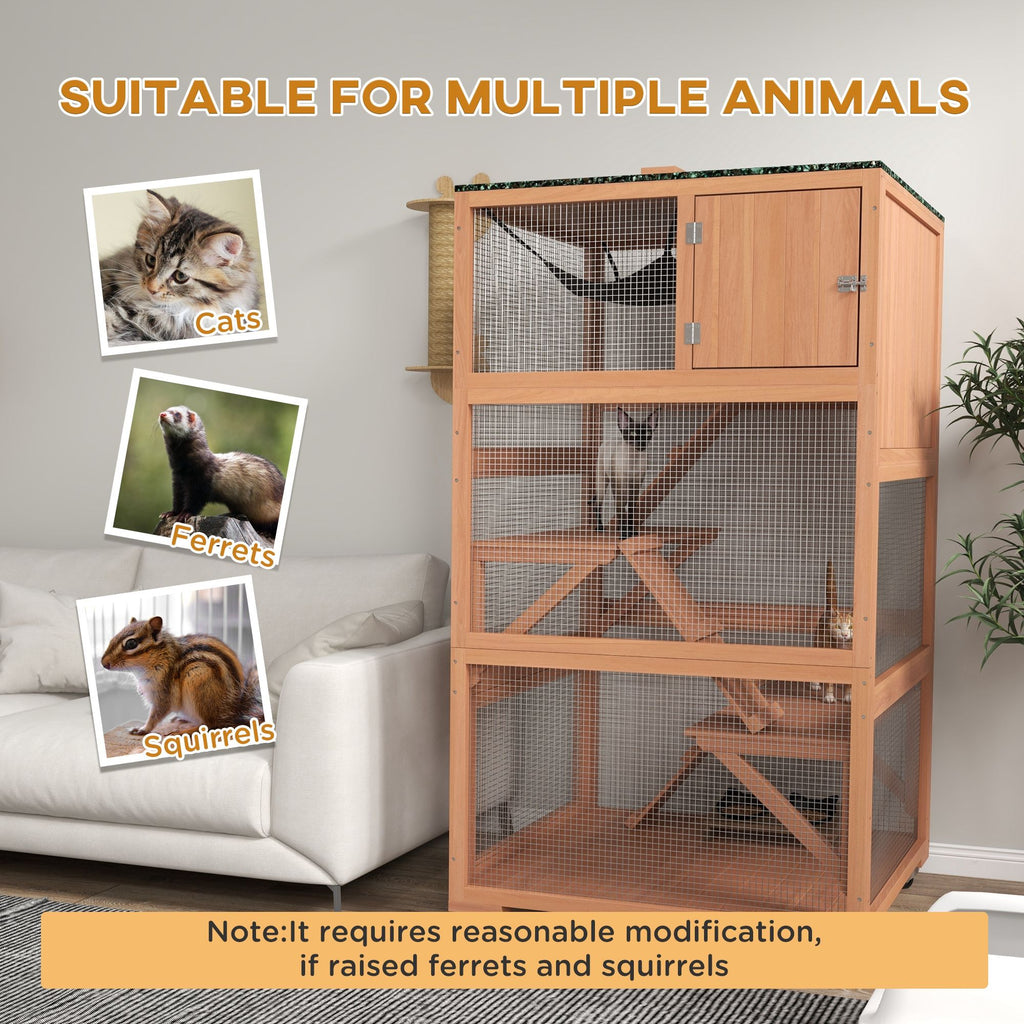 Multi-Level Cat Climbing Tower with Ramp, Hammock, and Sleeping Box