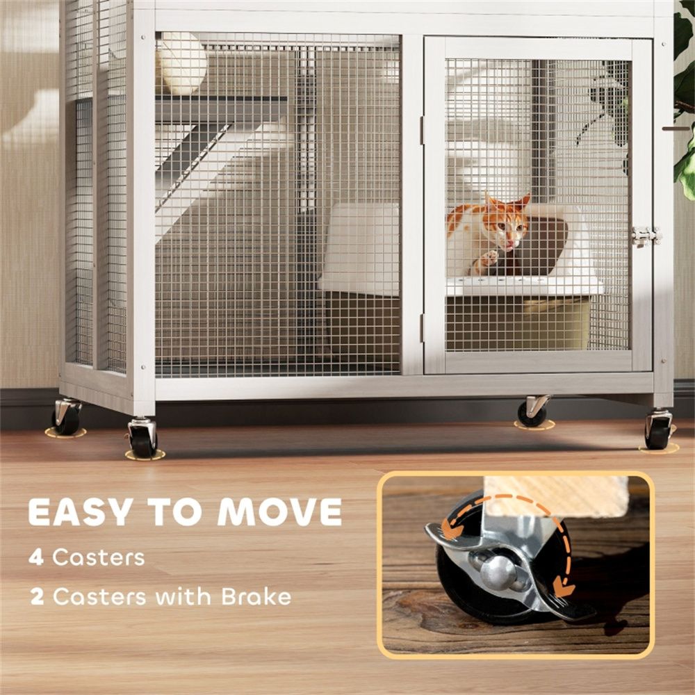 Weather-Protected Outdoor Cat Climbing Tower with Wheels
