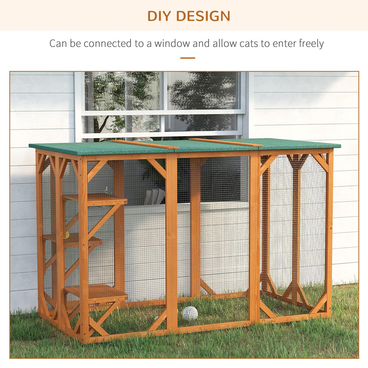 Multi-Level Cat Enclosure with Platforms and Wide Entry
