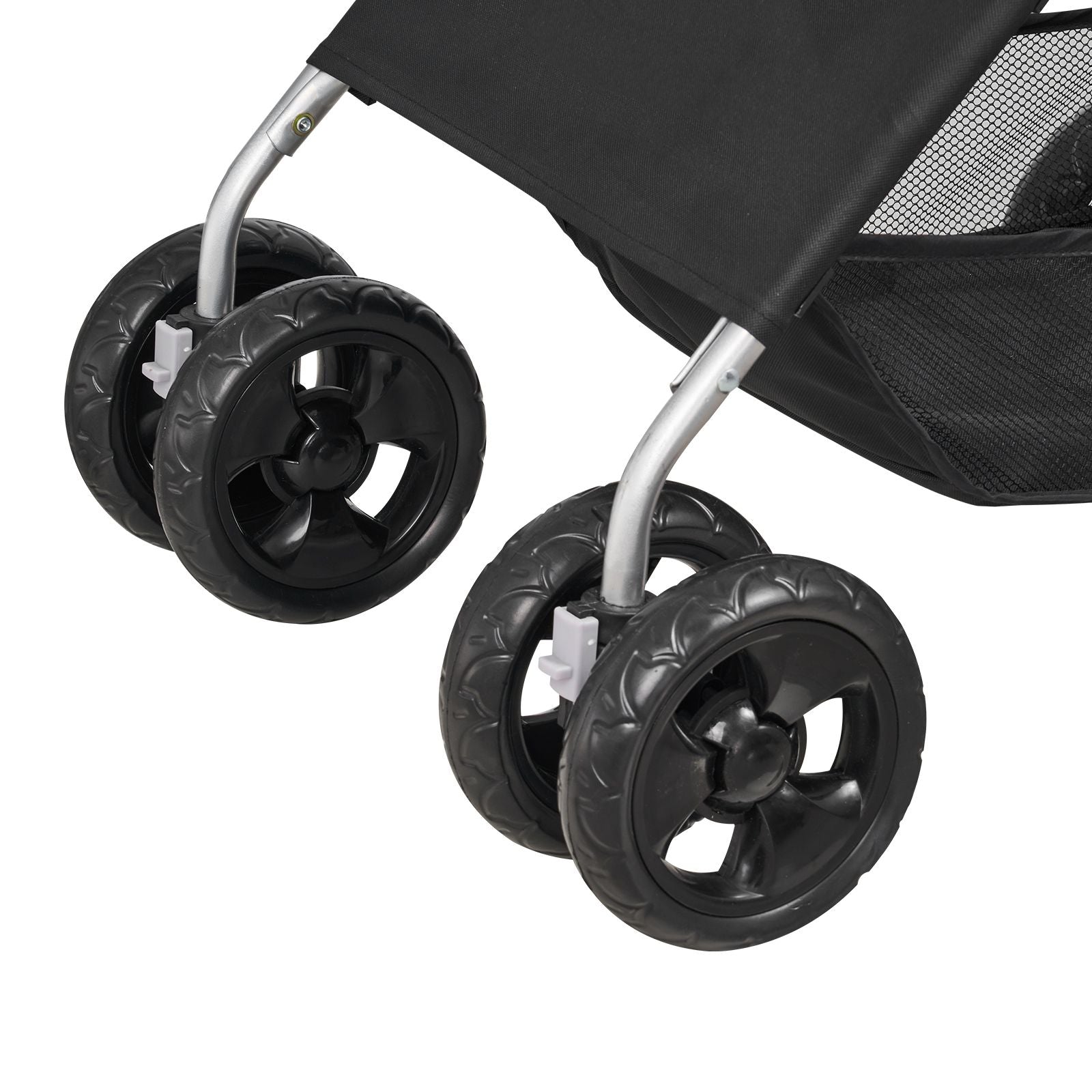 Foldable Pet Stroller with Detachable Carrier, Mesh Windows, and Brakes