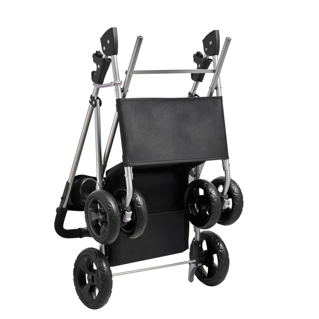 Foldable Pet Stroller with Detachable Carrier, Mesh Windows, and Brakes