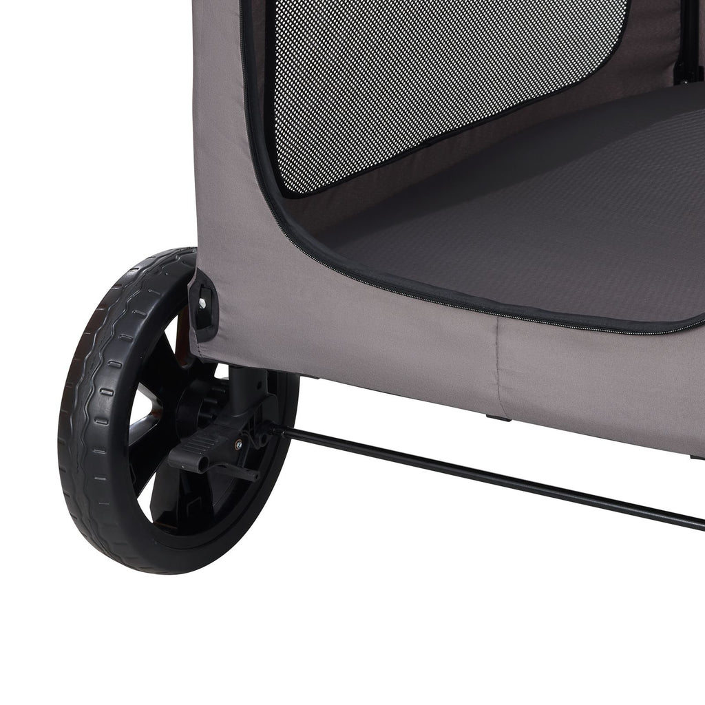 Pet Stroller, 4 Wheels Dog Stroller with Brakes, 160lbs Weight Capacity, Portable Puppy Stroller Carrier with Breathable Mesh Windows & Height-Adjustable Height, Animal Stroller for Cats & Dogs