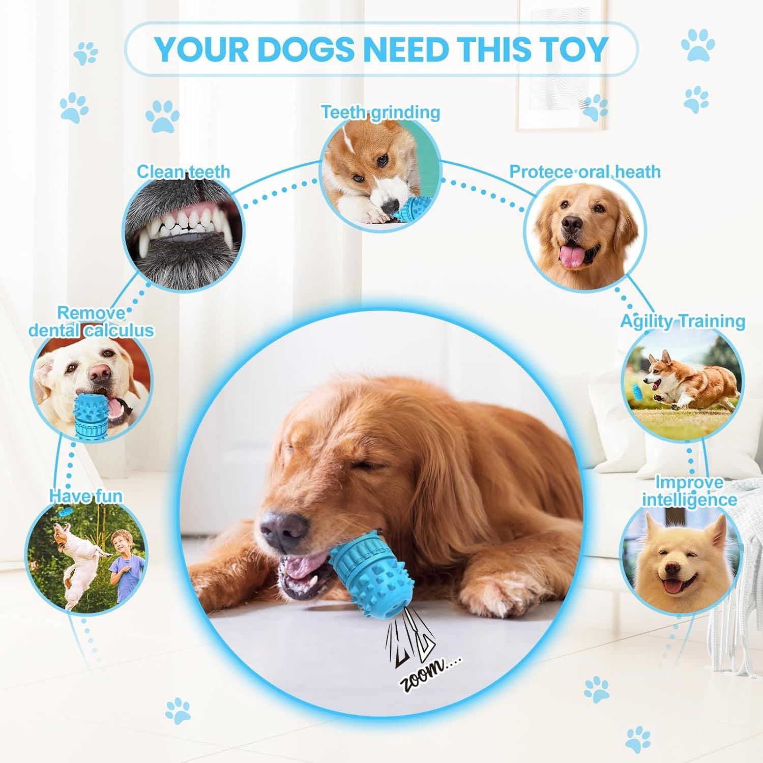 PIFFZEDO Dog Toys for Aggressive ,Interactive Natural Rubber Chew & Squeaky Toy for Large Medium ,Dog ,Tough & Durable (Azure,)