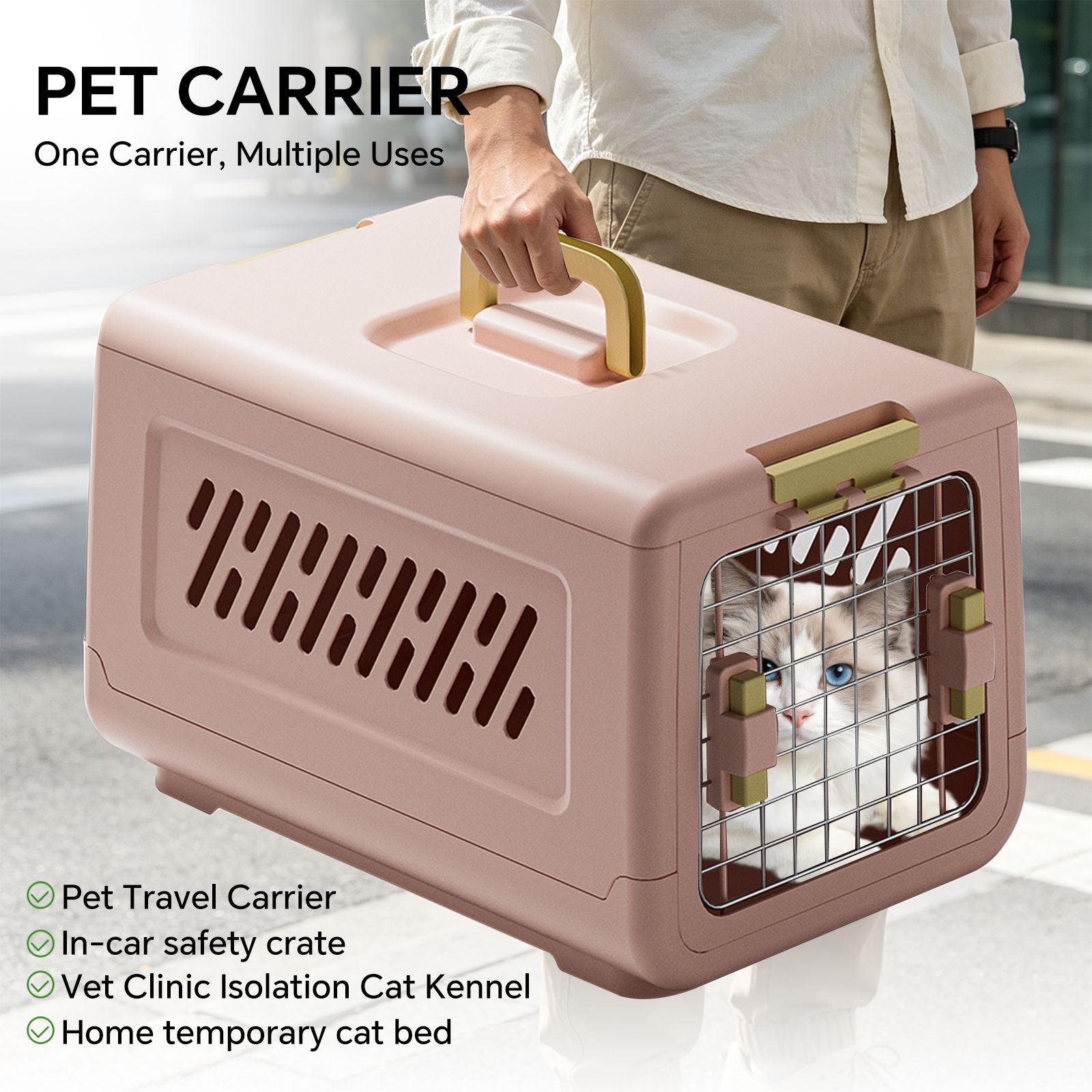 Pink Aviation Cat Litter Box with Handle – Spacious & Anti-Tracking