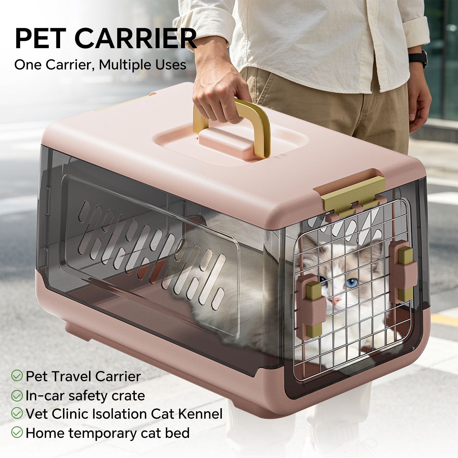 Pink Aviation Cat Litter Box with Handle – Spacious & Anti-Tracking