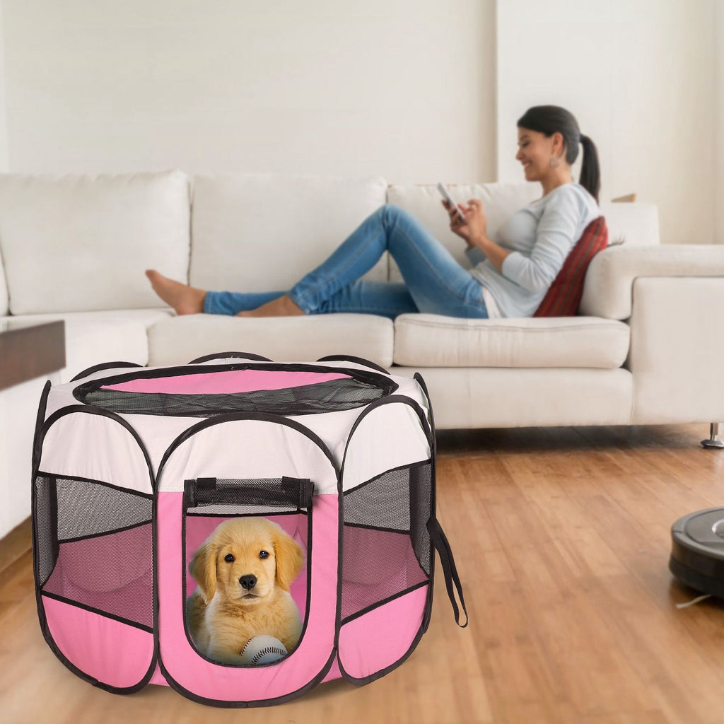 Portable Foldable Pet Playpen with Removable Zipper Top and Bottom – Spacious and Water Resistant