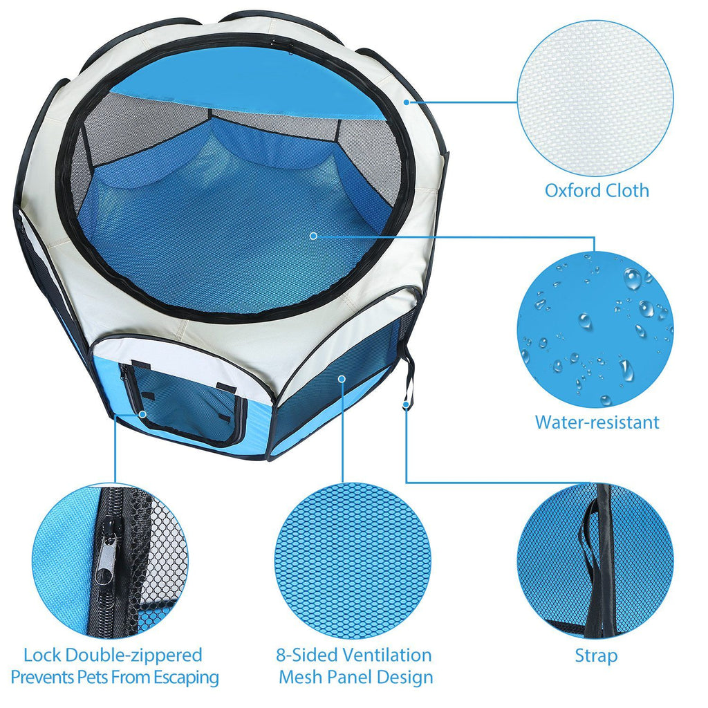 Portable Foldable Pet Playpen with Removable Zipper Top and Bottom – Spacious and Water Resistant