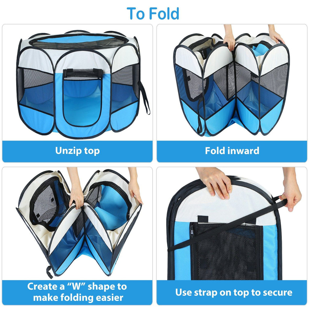 Portable Foldable Pet Playpen with Removable Zipper Top and Bottom – Spacious and Water Resistant