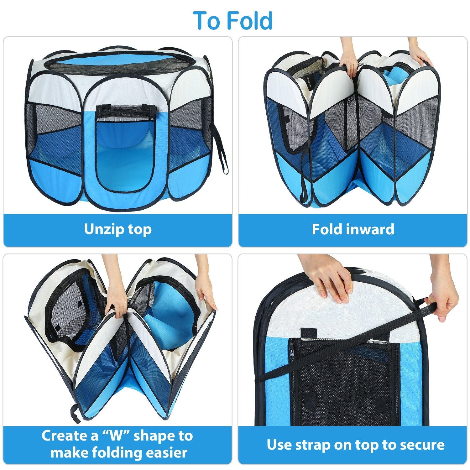 Portable Foldable Pet Playpen with Removable Zipper Top and Bottom – Spacious and Water Resistant