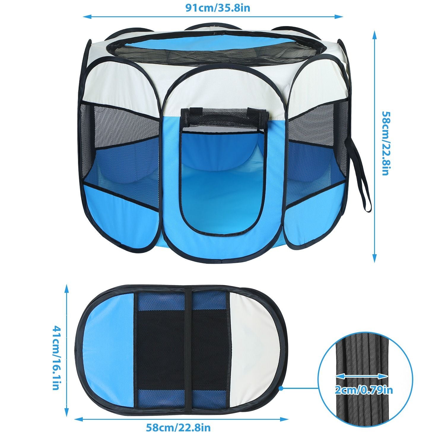 Portable Foldable Pet Playpen with Removable Zipper Top and Bottom – Spacious and Water Resistant