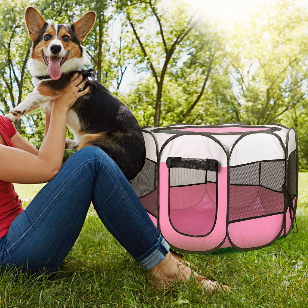 Portable Foldable Pet Playpen with Removable Zipper Top and Bottom – Spacious and Water Resistant