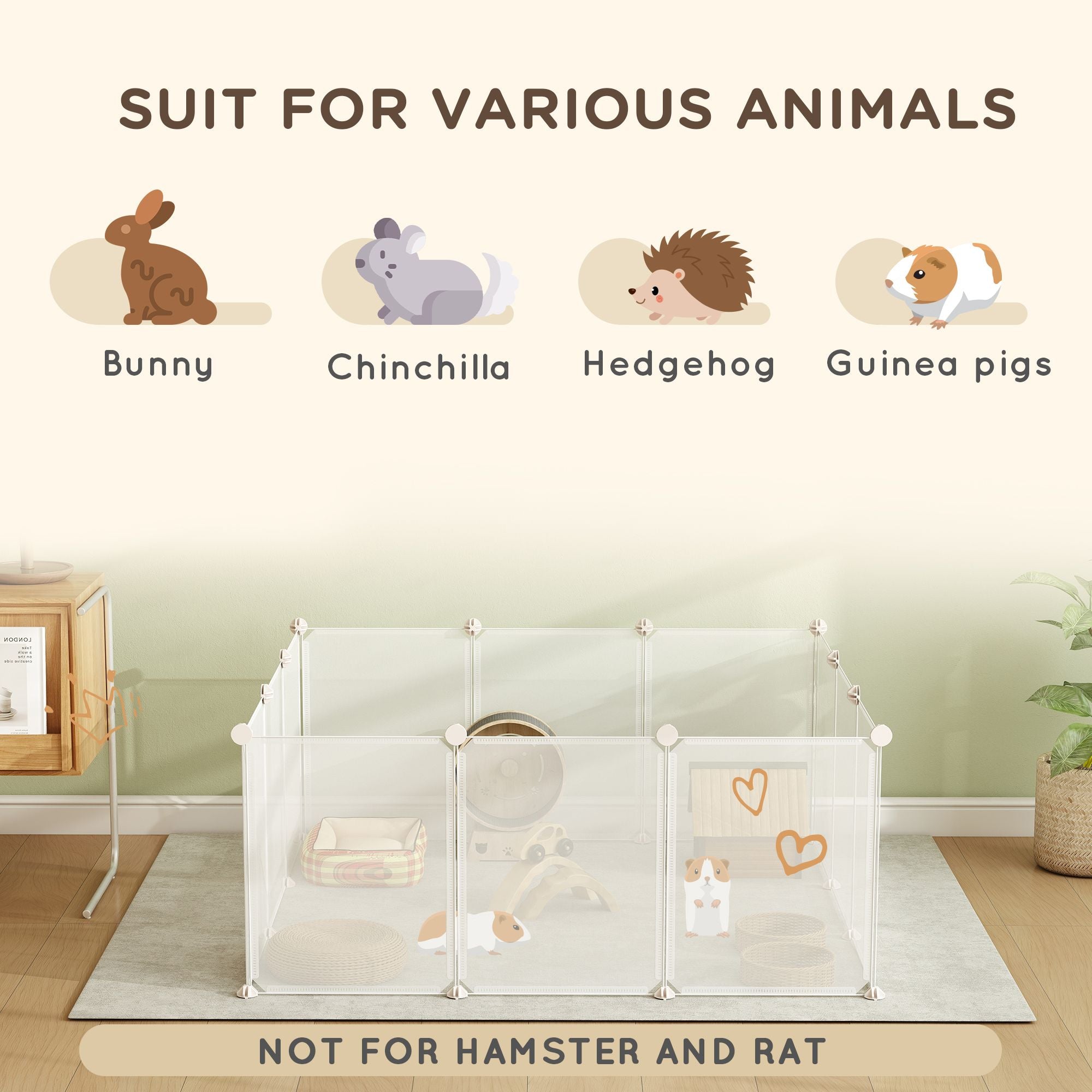 12-Panel DIY Pet Playpen for Bunnies, Chinchillas & Guinea Pigs