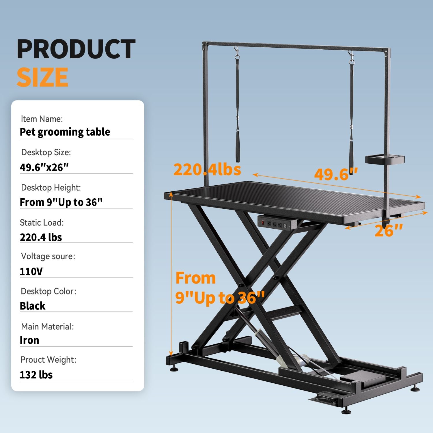 Professional Electric Dog Grooming Table – Height Adjustable & Anti-Slip