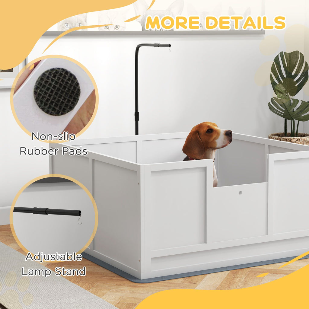 Puppy Whelping Box with Adjustable Door Pee Pad Pig Rail for Breeds Small to Large 41x39